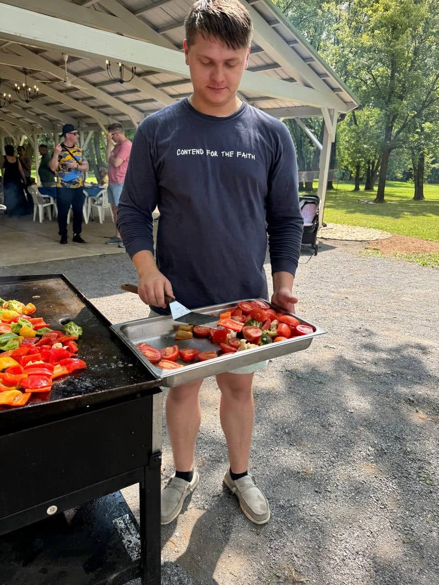 Vegetables on the grill at the picnic