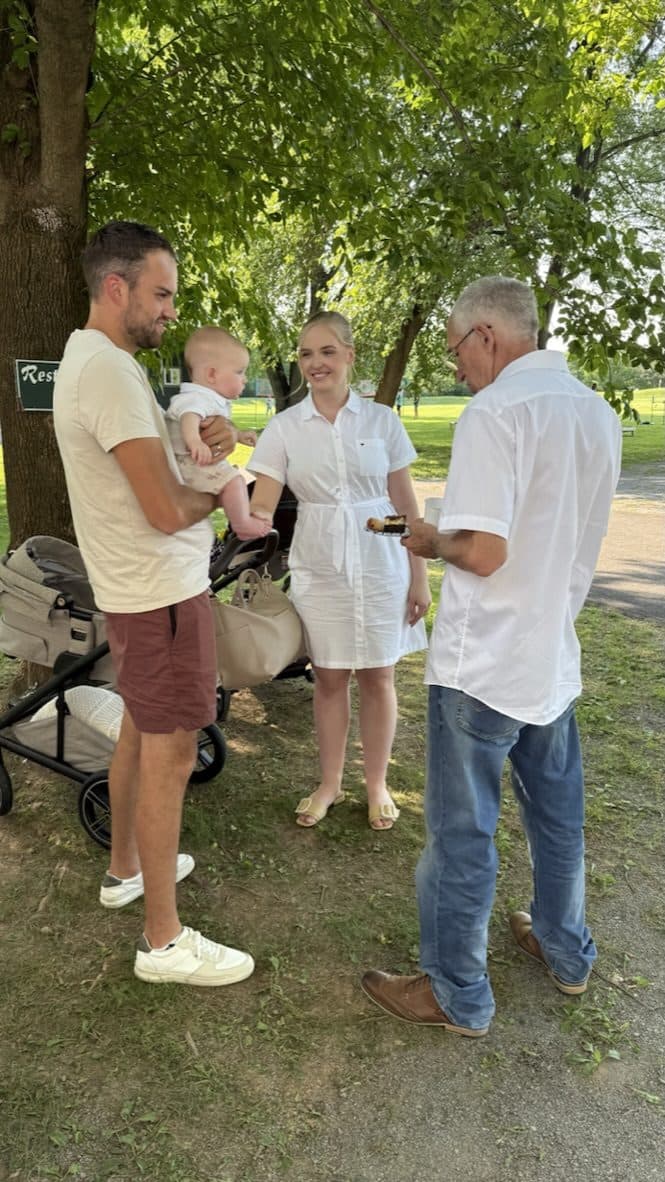 Families spending time together under the trees