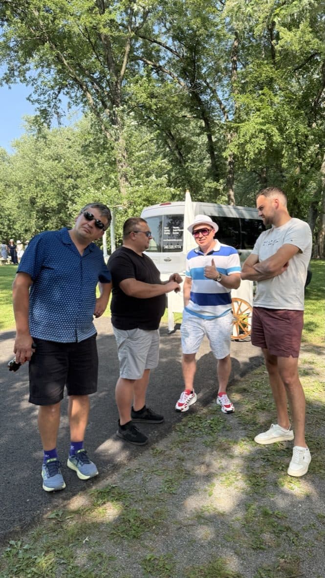 Friends catching up at the picnic